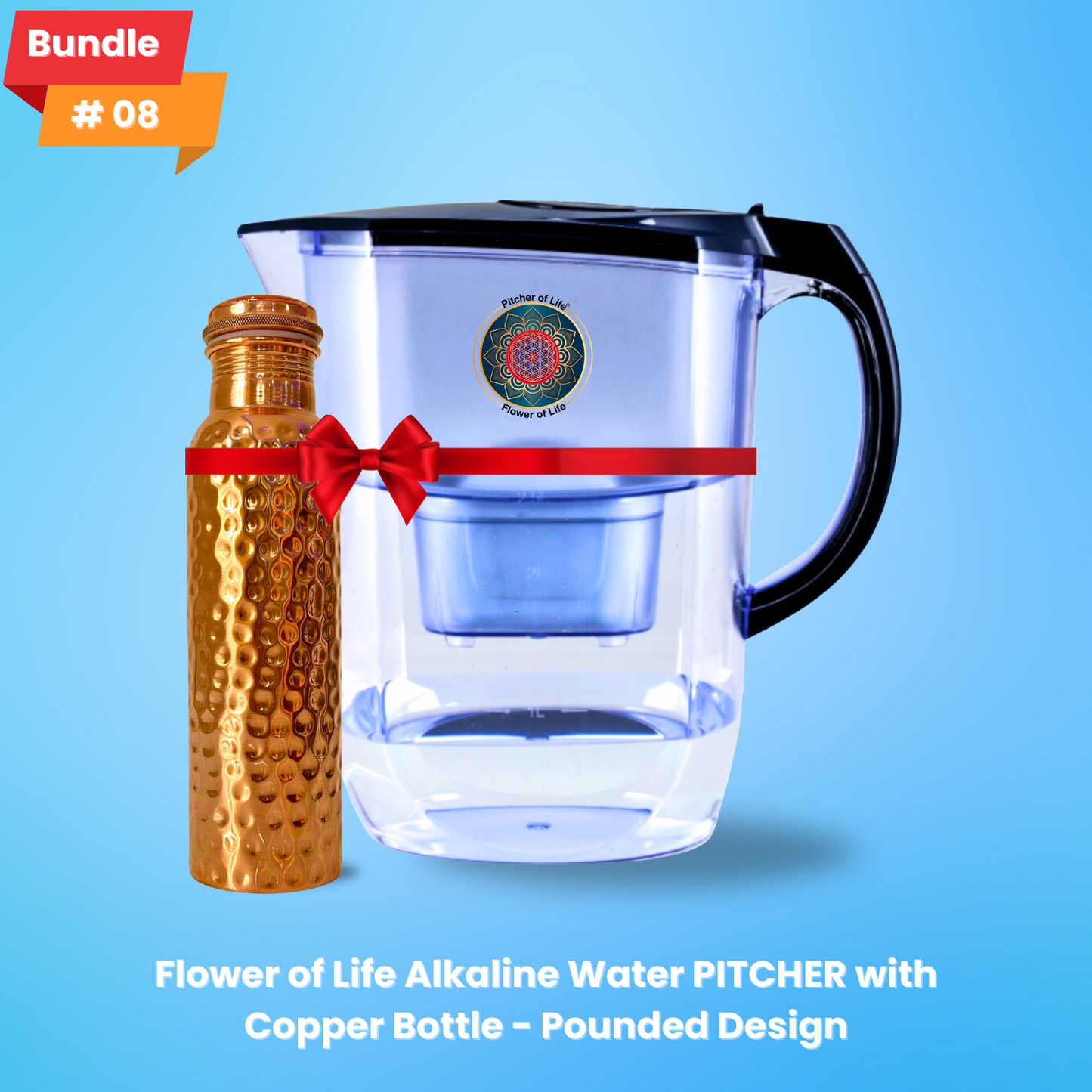 Flower of Life Alkaline Water PITCHER with Copper Bottle