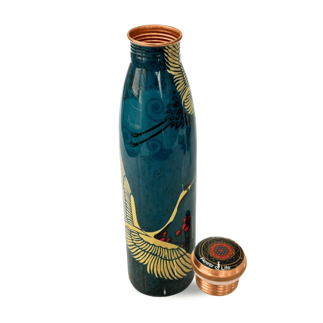 950mL Pure Copper Bottle - Igrets White Bird Design