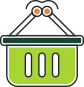 Green shopping basket icon with a green background