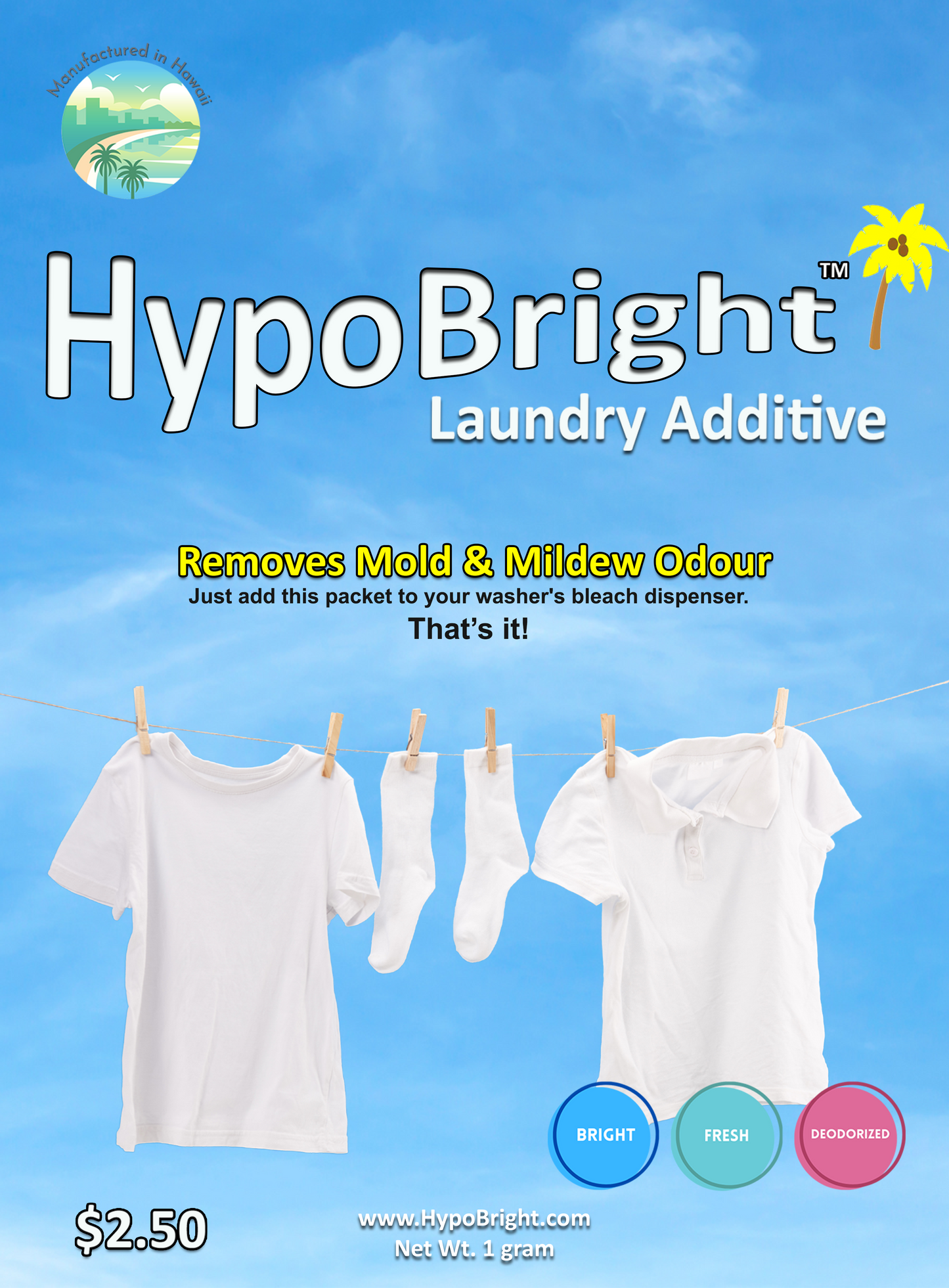 HypoBright Laundry Additive - 10 Pack - ready to use - Brightener and Deodorizer