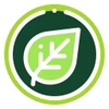 Green leaf icon within a circular border on a white background